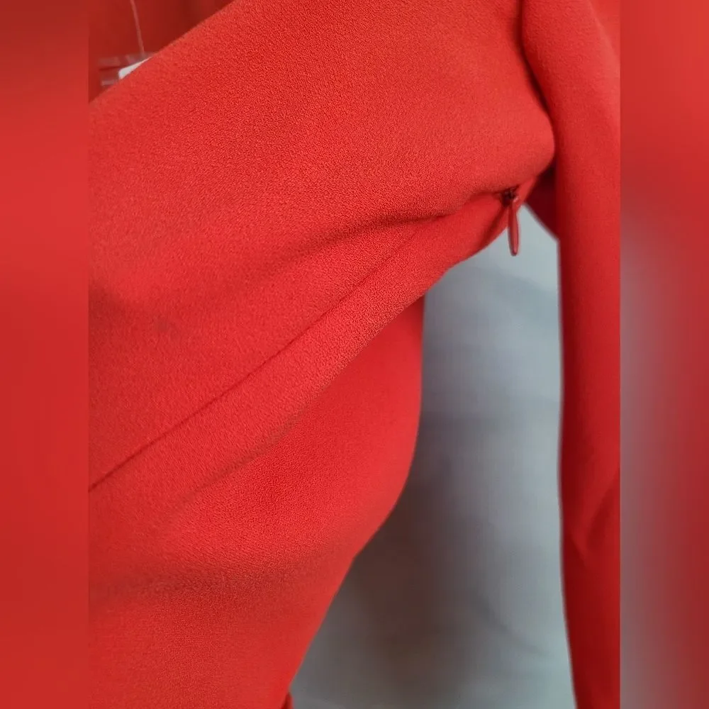 J.Crew Drapey Faux Wrap Top Red NWT Sz 10 Tall Tie Waist